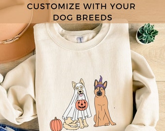 Customizable Ghost Dog Sweatshirt, Personalized Halloween Dog Sweater, Custom Fall Gift for Dog Lover, Spooky Season Dog Shirt, Fall Shirts