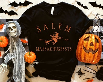Salem Massachusetts T-Shirt, Halloween Party Shirt, Witchy Women's Shirt, Salem Mass Shirt, Salem Witch Halloween Tee, Spooky Season Shirt