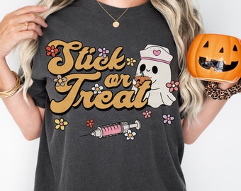 Comfort Colors® Halloween Nurse Shirt, Ghost Nurse T-shirt, Boo boo Crew Tee, Spooky Season Shirt, Halloween Nurse Gift, Stick or Treat Top