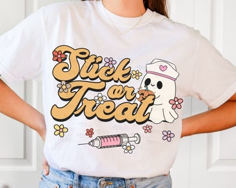 Comfort Colors® Halloween Nurse Shirt, Ghost Nurse T-shirt, Boo boo Crew Tee, Spooky Season Shirt, Halloween Nurse Gift, Stick or Treat Top