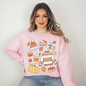 Fall Doodles Sweatshirt Cute Fall Sweatshirt Cozy Fall Pullover Sweatshirt Fall Sweatshirt For Women Fall Vibes Sweatshirt Cozy Fall Sweater