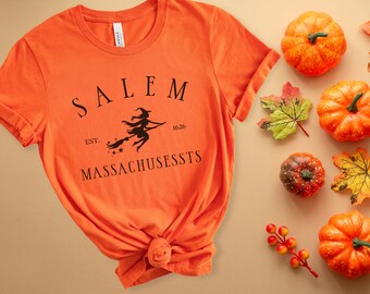 Salem Massachusetts T-Shirt, Halloween Party Shirt, Witchy Women's Shirt, Salem Mass Shirt, Salem Witch Halloween Tee, Spooky Season Shirt