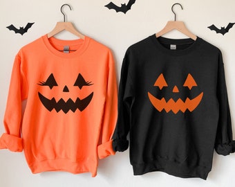 Couples Jack-O-Lantern Halloween Sweatshirt, Matching Husband Wife Fall Shirt, Fall Couple Costume, Mom Dad Halloween Shirt, Pumpkin Sweater