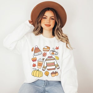 Fall Doodles Sweatshirt Cute Fall Sweatshirt Cozy Fall Pullover Sweatshirt Fall Sweatshirt For Women Fall Vibes Sweatshirt Cozy Fall Sweater
