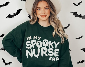 In My Spooky Nurse Era Sweatshirt, Halloween Nursing Student Sweatshirt, Autumn Nurse Gift, Fall Nurse Shirt, Spooky Season Nurse Tee Women