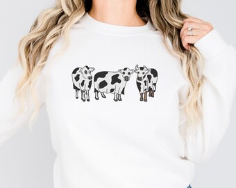 Western Ghost Cow Print Halloween Sweatshirt, Vintage Ghost Animal Fall Crewneck, Boho Halloween Ghost Shirt, Cute Cow Sweatshirt