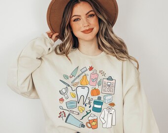 Fall Dentist Shirt, Cute Dental Assistant Sweater, Dentist Halloween Sweatshirt, Thanksgiving Dental Hygienist Shirt, Gift for Orthodontist