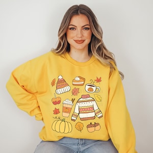 Fall Doodles Sweatshirt Cute Fall Sweatshirt Cozy Fall Pullover Sweatshirt Fall Sweatshirt For Women Fall Vibes Sweatshirt Cozy Fall Sweater