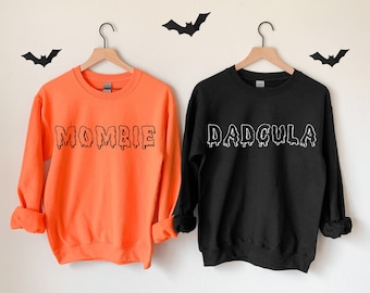 Mom and Dad Halloween Shirt, Matching Halloween Sweatshirts, Matching Couple Fall Sweaters, Halloween Maternity Shirt, Halloween Mom Shirt