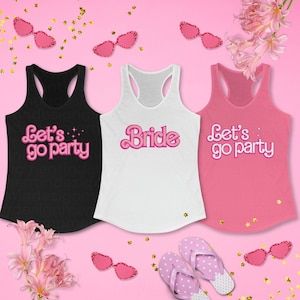 Malibu 90s Bachelorette Party Tank, Come On Lets Go Party Shirt, Let&#39;s Go Party Shirts, 90s Bride Y2K theme, 90s Bachelorette Party Tank Top
