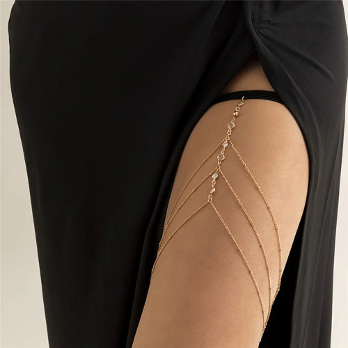 Leg Chain Gold Body Jewelry Dainty Layered Chic Womens Etsy
