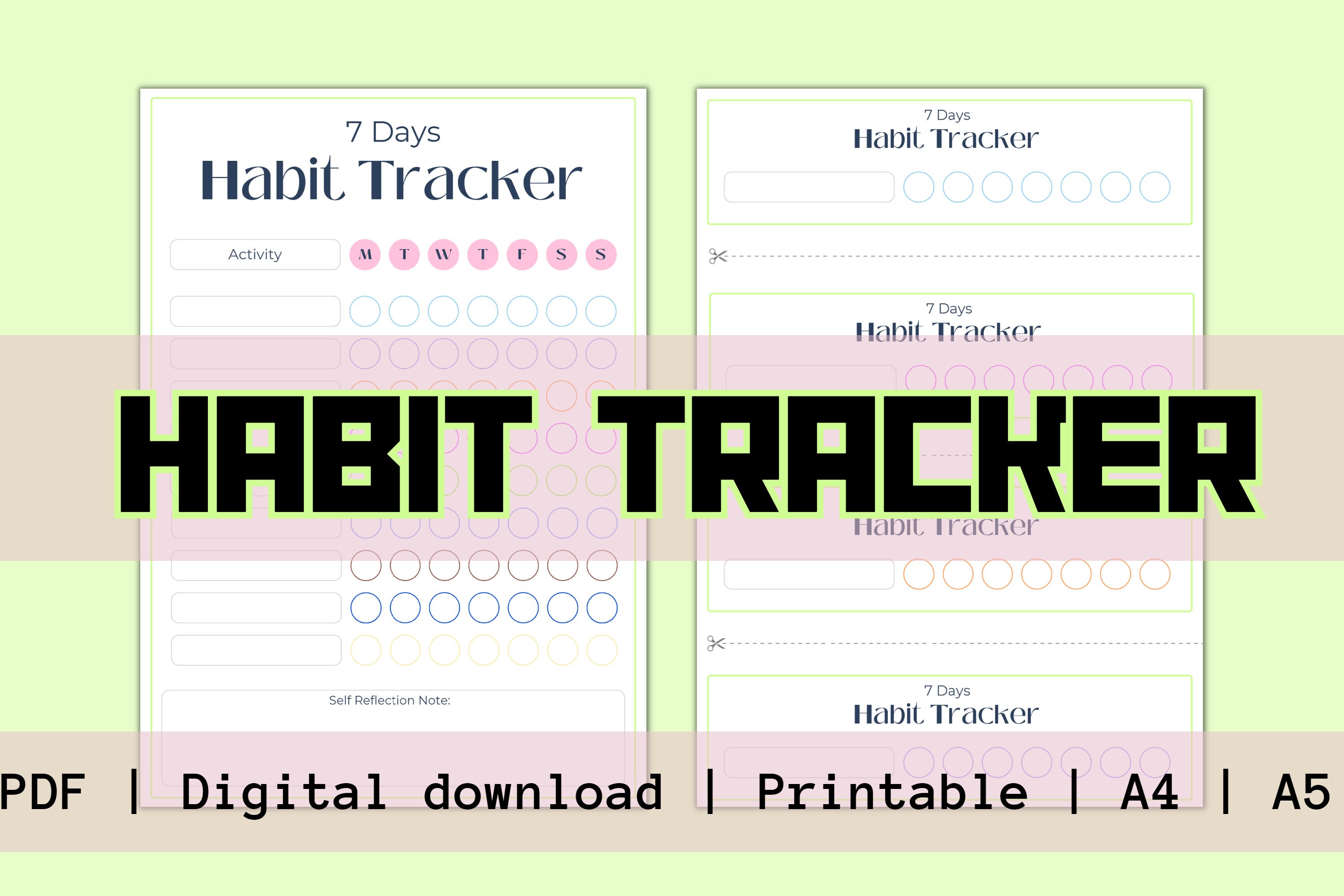 Habits Tracker, 7 Days Habit Tracker, 7 Days Challenge, PDF, Printable ...