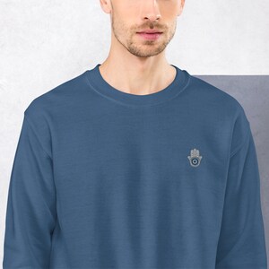 Embroidered Hamsa Hand Evil Eye Nazar Crewneck Sweatshirt Unisex