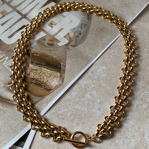 Gold Chunky Chain Necklace| Thick Link Chain Necklace| Chunky Chain Choker| Waterproof Necklace