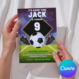 Editable Soccer Birthday Invitation Digital, Soccer Party Invite, Football Birthday Evite, Editable Canva Template