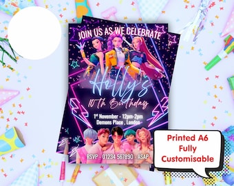 Personalised K Pop Demon Hunters Huntrix Invitations, Birthday Invites, Superheroes