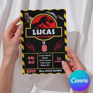 Jurassic Park birthday invitation Digital, Jurassic World, Jurassic Park birthday invite,