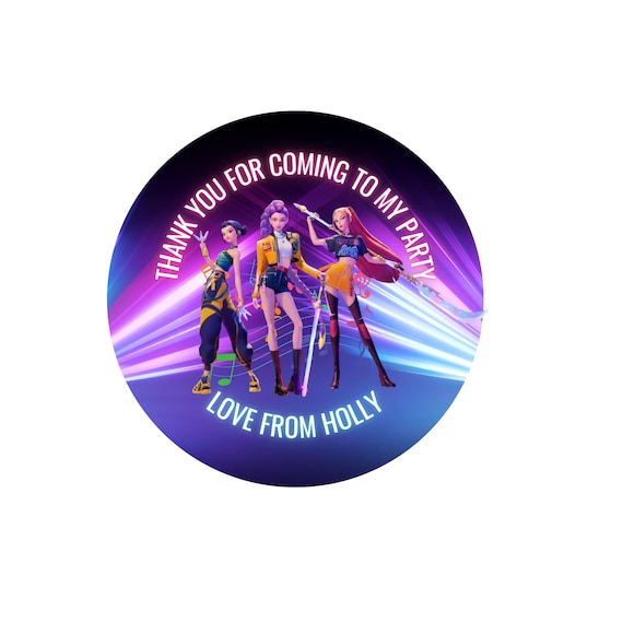 48 Personalised K Pop Huntrix Birthday Stickers Party Thank You Sweet Cone Bag
