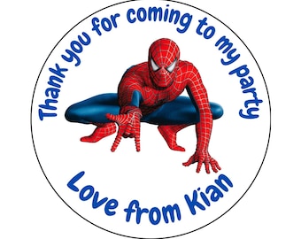48 adesivi personalizzati di Spiderman per la festa di compleanno, cono di dolci di ringraziamento