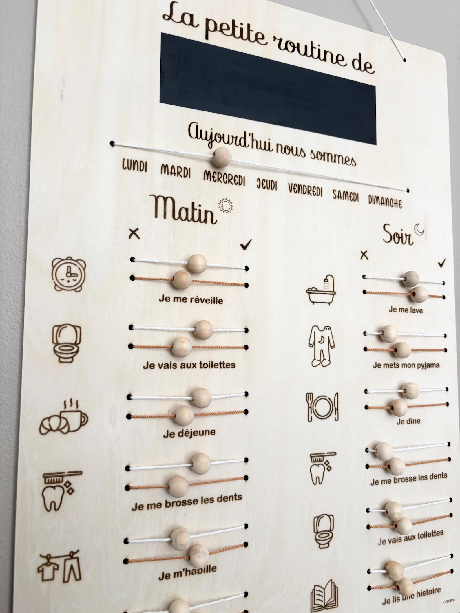 Tableau des routines matin et soir en bois double - Etsy France