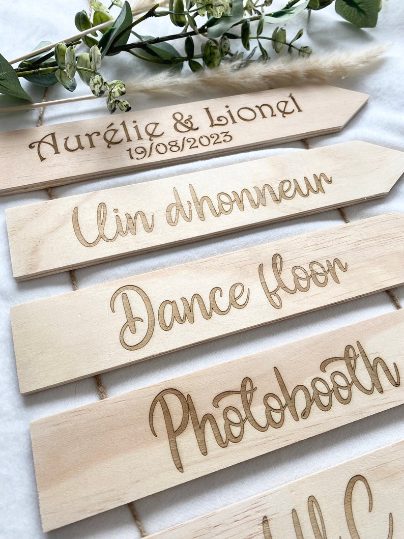 Pancarte panneau en bois personnalisé pour mariage, baptême ou décoration, signe de bienvenue image 2