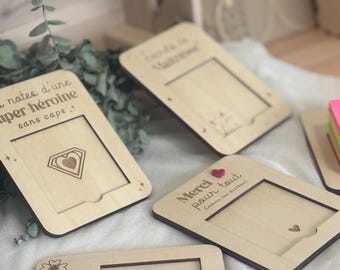 Personalized wooden notepad base – End of year gift for teacher, ATSEM teacher – Personalized engraving