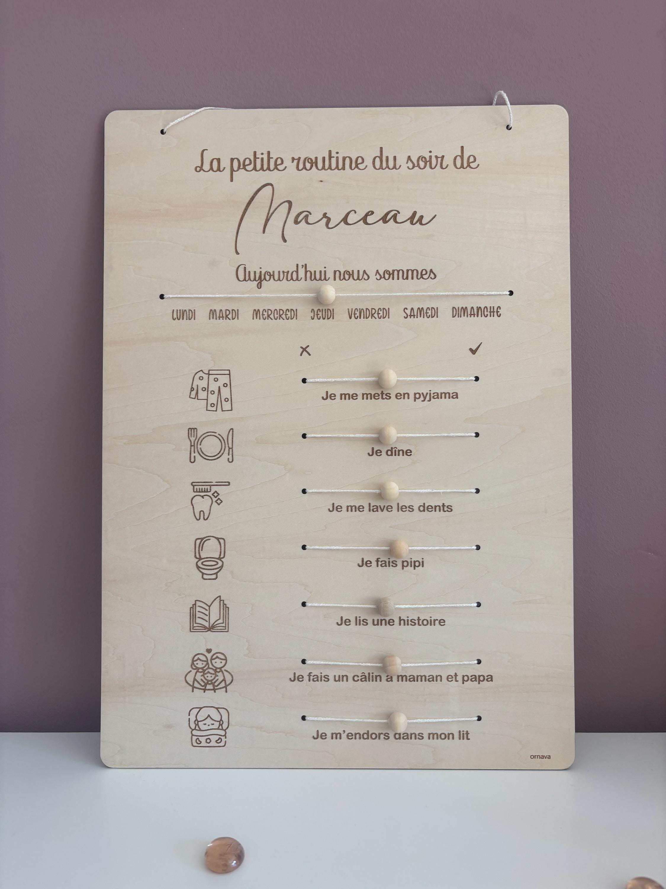 Tableau des routines matin et soir en bois personnalisé | tableau des ...