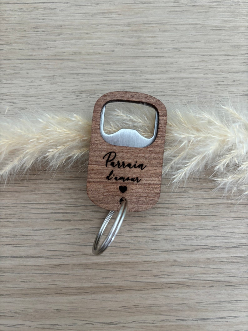 Bottle opener wooden key ring to personalize image 2
