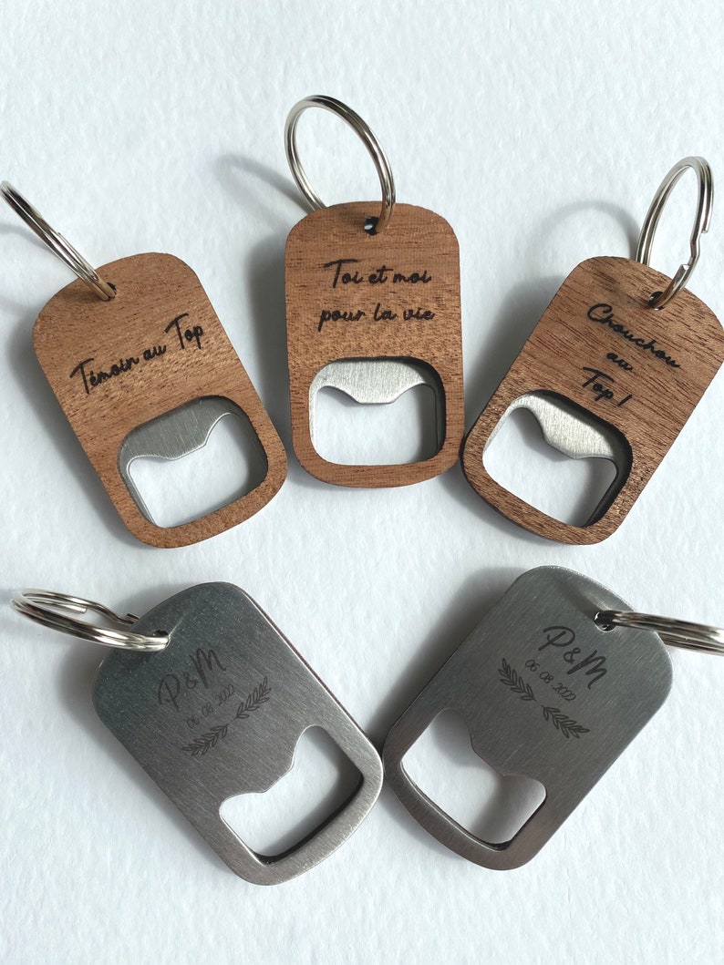 Bottle opener wooden key ring to personalize image 5