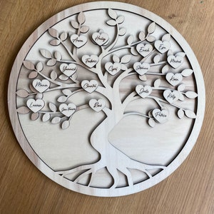 Personalisierter Lebensbaum-Rahmen | Gravur der Familiennamen | Einzigartiges Geschenk zur Geburt, Hochzeit, Geburtstag