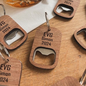 Bottle opener wooden key ring to personalize image 1