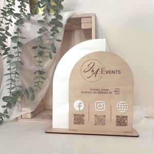 Placa da empresa | Painel de Mídias Sociais com QR Code e Chip NFC | Painel de Pagamento | logotipo personalizado | cartão de visita