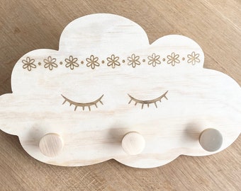 Porte manteau nuage en bois personnalisable