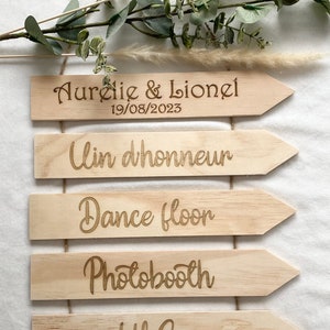 Pancarte panneau en bois personnalisé pour mariage, baptême ou décoration, signe de bienvenue image 1