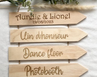 Pancarte panneau en bois personnalisé pour mariage, baptême ou décoration, signe de bienvenue