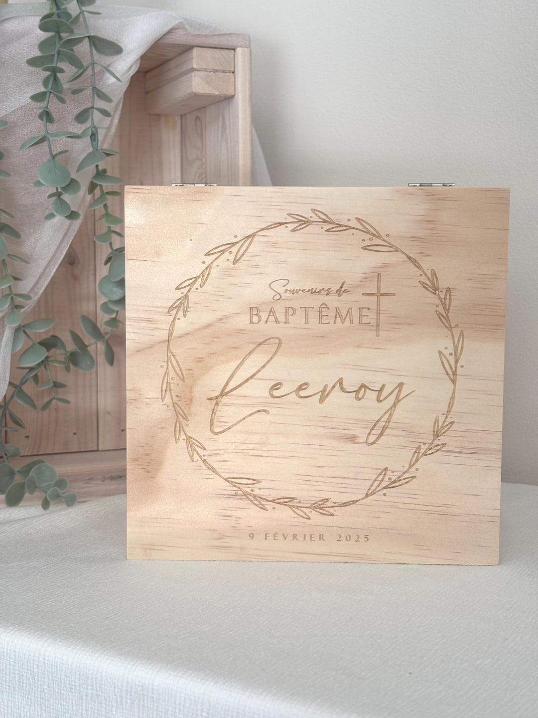 Personalized Wooden Baptism Keepsake Box | Baptism Keepsake Box With ...