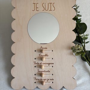 Miroir petit biscuit des affirmations positives en bois