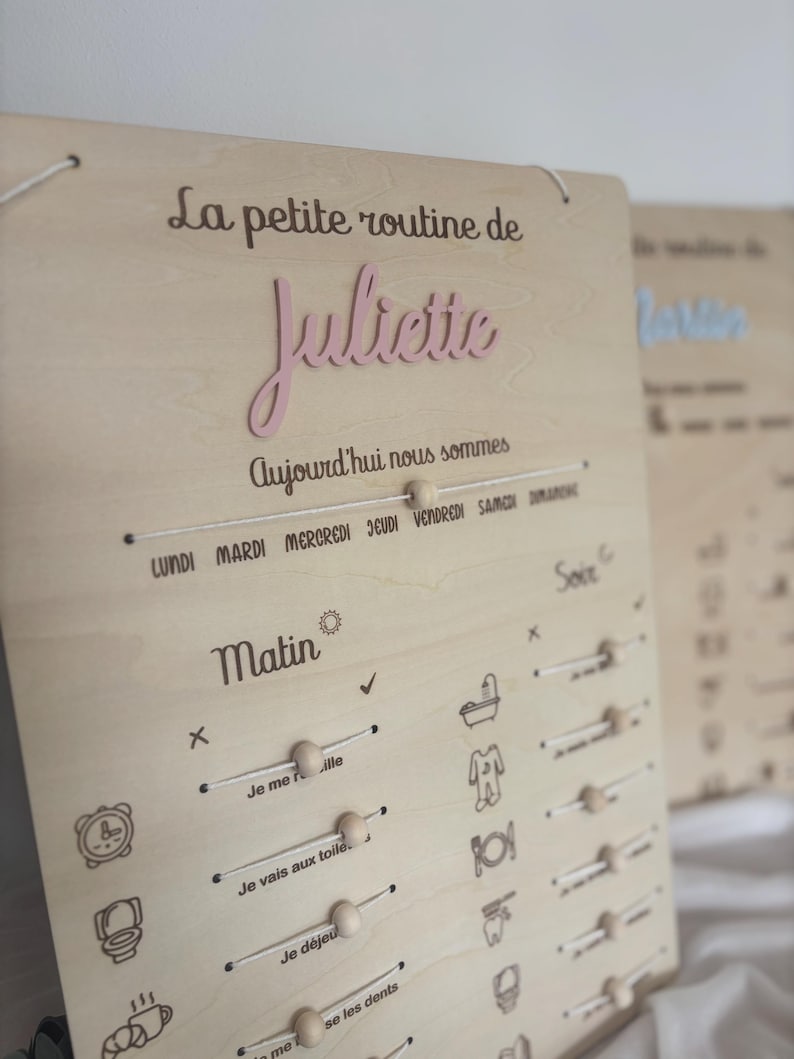 Tableau des routines matin et soir en bois personnalisé | tableau des ...