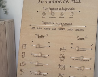 Wooden Morning and Evening Routine Chart | Motivation Chart | Daily Chart | Children's Weekly Planner