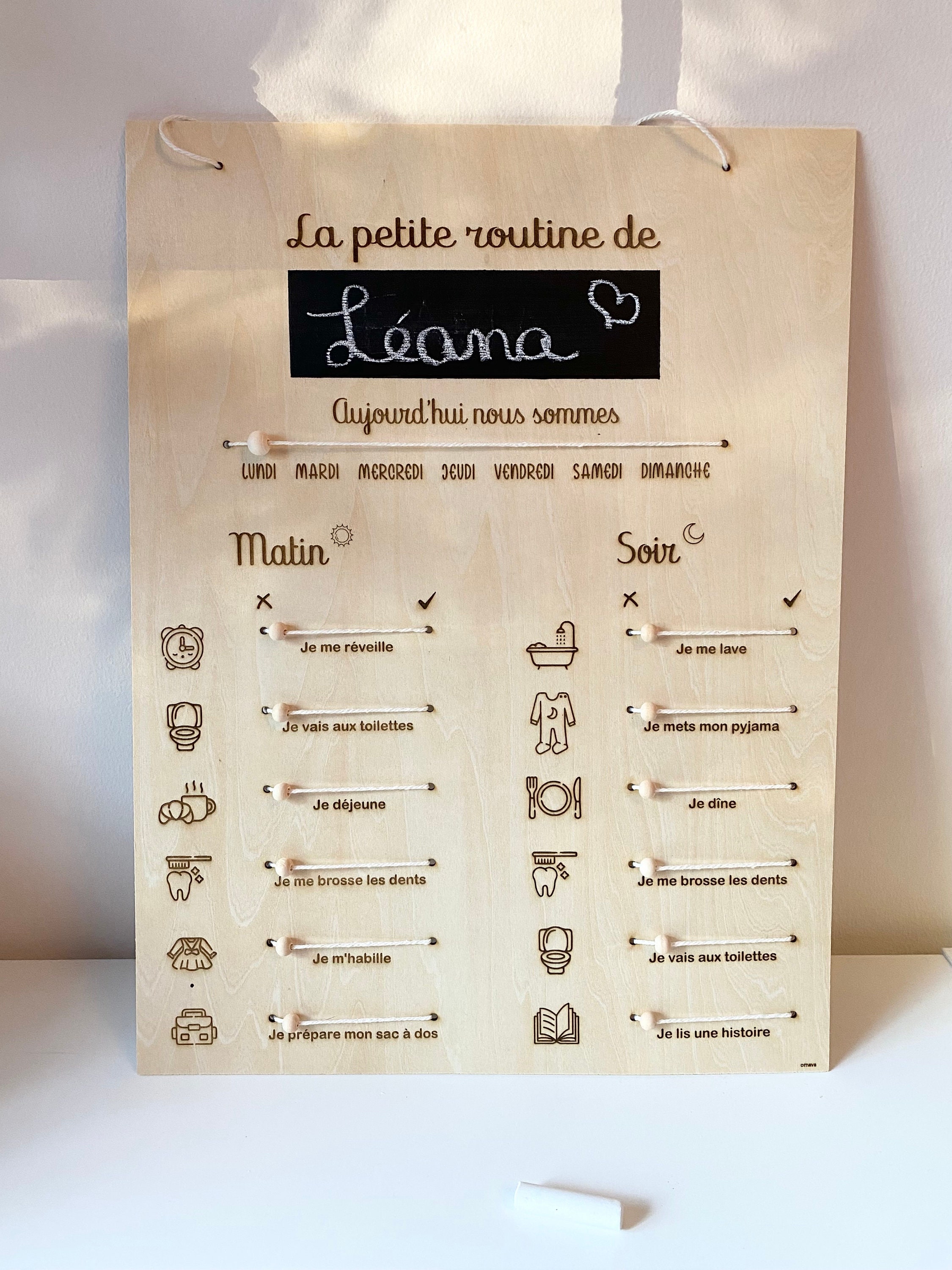 Tableau des routines matin et soir en bois personnalisé | tableau des ...