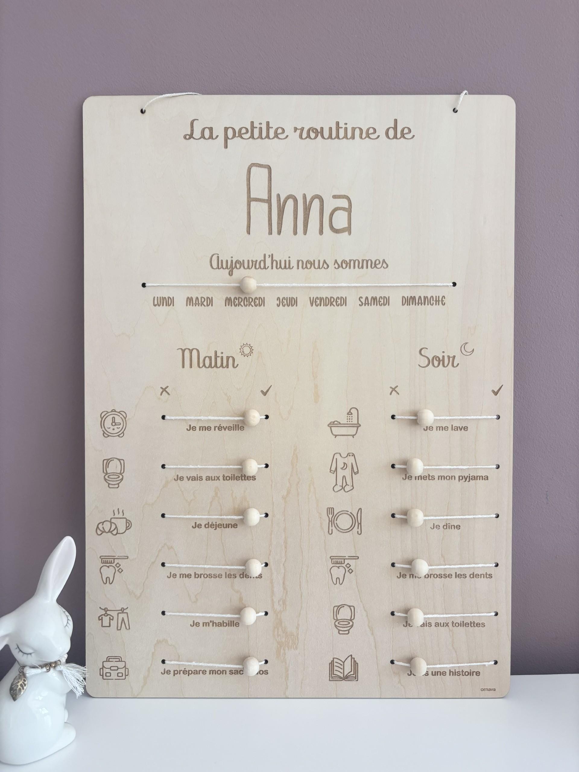 Tableau des routines matin et soir en bois personnalisé | tableau des ...