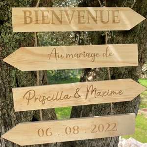Pancarte panneau en bois personnalisé pour mariage, baptême ou décoration, signe de bienvenue image 4