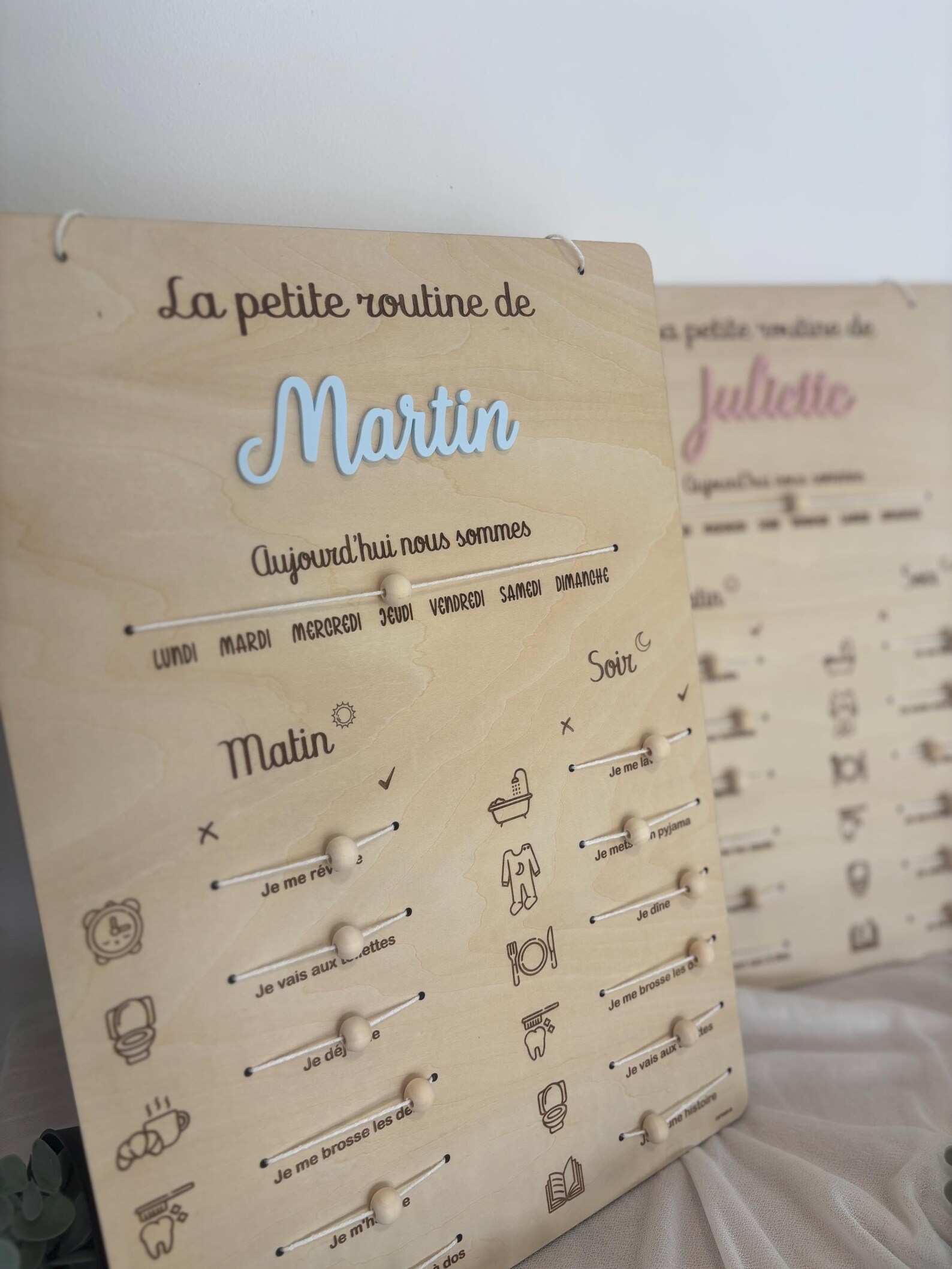 Tableau des routines matin et soir en bois personnalisé | tableau des ...