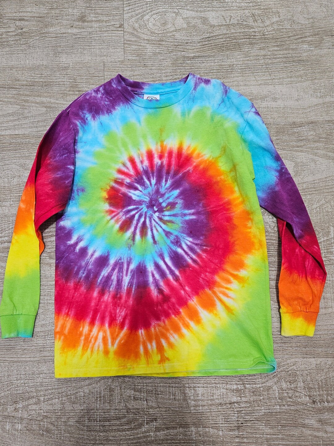 Longsleeved Spiral Rainbow Tie Dye Shirt, Rainbow Tie Dye, Spiral Tie