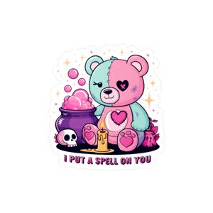 Cute Spellbinding Bear Vinyl Decals, Perfect for Halloween, Nursery Decor, Gift for Kids, Hobbies, and Crafting