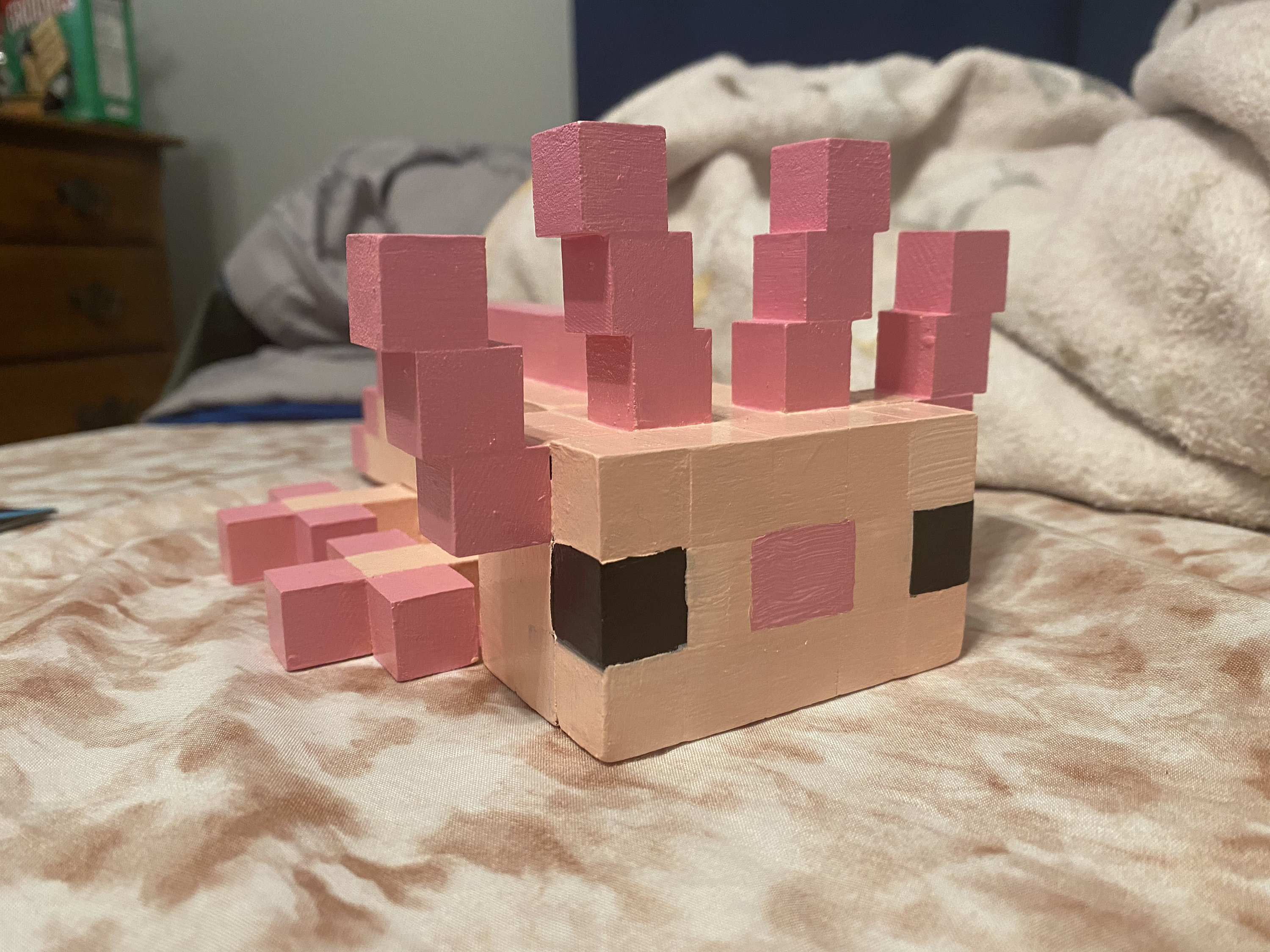 Pink Wood Minecraft Axolotl Etsy