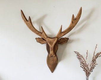 2D Deer Head Wall Decoration , Wooden Handmade Wall Decor,Rustic Deer Head for Wall, Farmhouse Wall Decor
