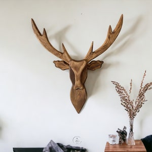 2D Deer Head Wall Decoration , Wooden Handmade Wall Decor,Rustic Deer Head for Wall, Farmhouse Wall Decor