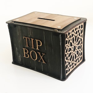Customizable Piggy Bank, Customizable Tip Box ,Wooden Tipping Box, Restaurant Tip Box , Coin Bank image 6