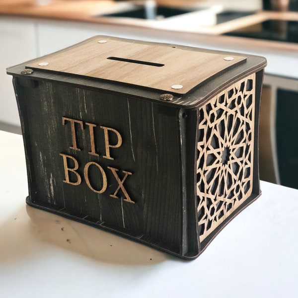 Customizable Piggy Bank, Customizable Tip Box ,Wooden Tipping Box, Restaurant Tip Box , Coin Bank